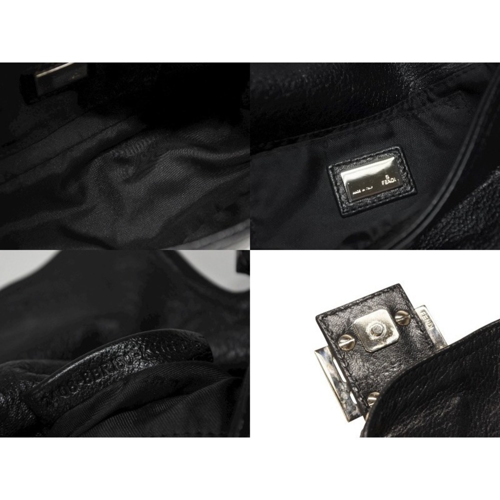 FENDI Mamma Bucket One Shoulder Hobo Bag Black Leather - Picture 8 of 8